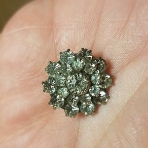 Vintage Rhinestone Snowflake Flower Pendant Brooch Large